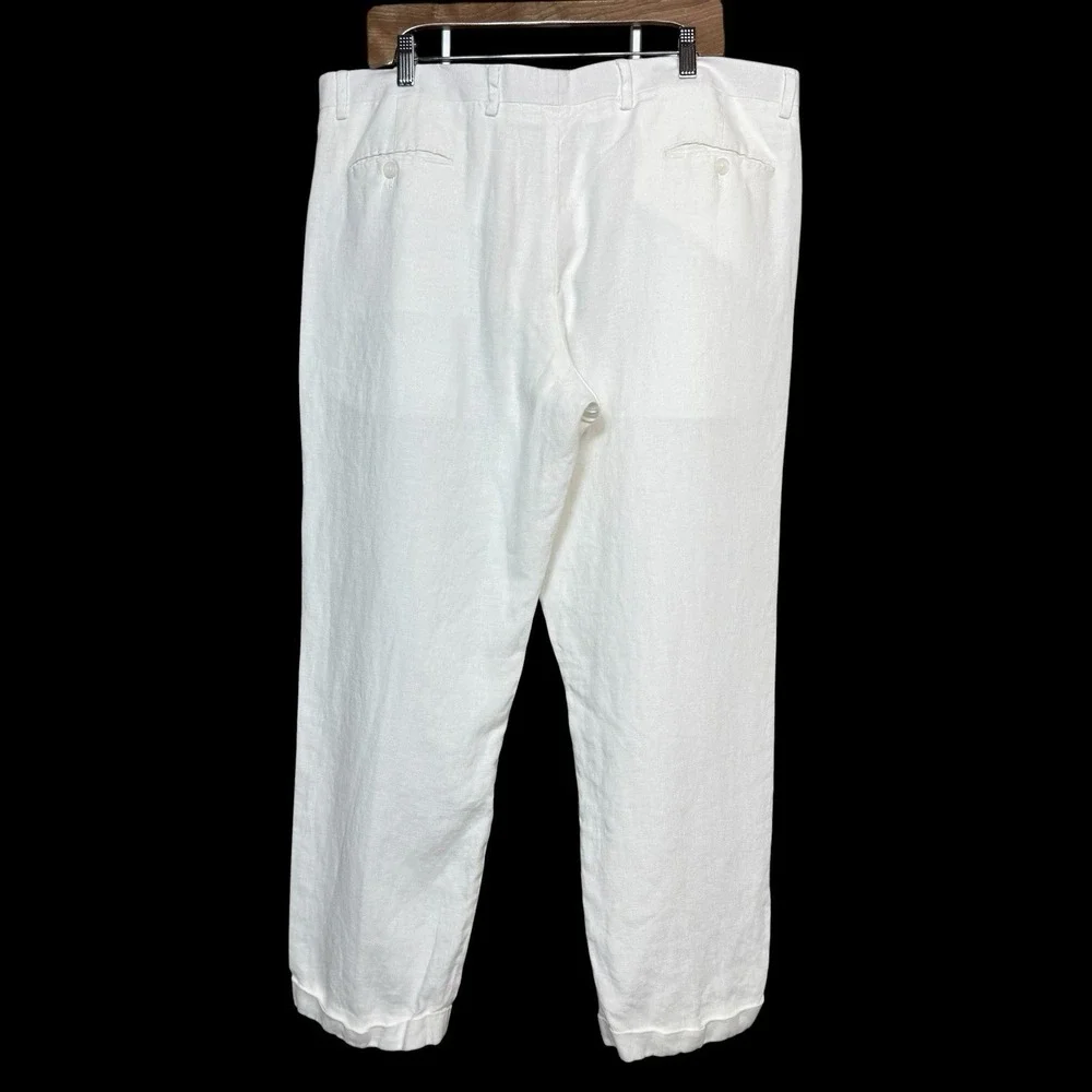 Murano Baird McNutt Linen Pants Mens 38X30 White Minimalist Luxury Coastal Beach